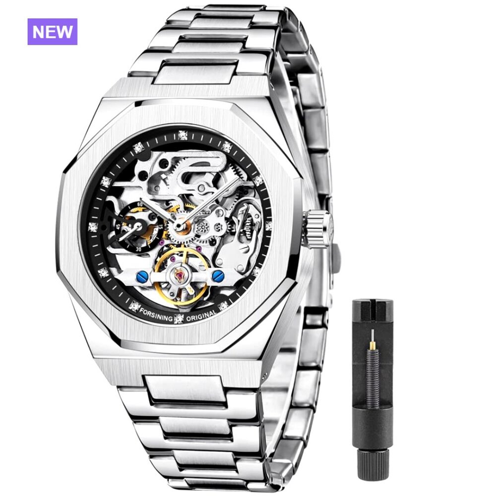 Mechanical Automatic Skeleton Watch Stainless Ste… - image 1